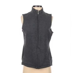 Croft & Barrow Gray Quilted Zip Sleeveless Pockets Vest Medium